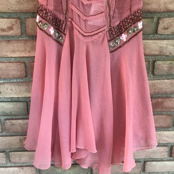 Free People, XS, embellished, peach, sheer, dress - Picture 3 of 9